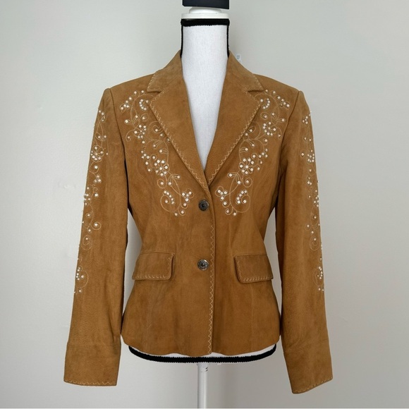 Cripple Creek Western Suede Leather Beaded Blazer Jacket Size Small - Picture 3 of 16